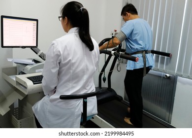 Cardiology Test. Exercise ECG.  Hospital.  Ho Chi Minh City. Vietnam. 04-30-19