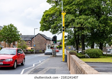 Cardross, Argyll And Bute, Scotland, UK, 06-09-2022. A814, Main Road, Yellow Speed Camera For Traffic Management Sited Near A Pedestrian Crossing In A Village Where Speeding Vehicles Are A Problem