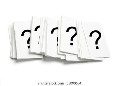 Cards With Question Marks On White Background