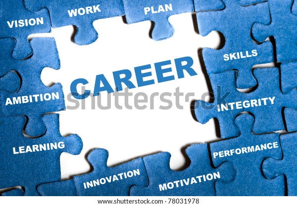 Career Blue Puzzle Pieces Assembled Stock Photo (Edit Now) 78031978