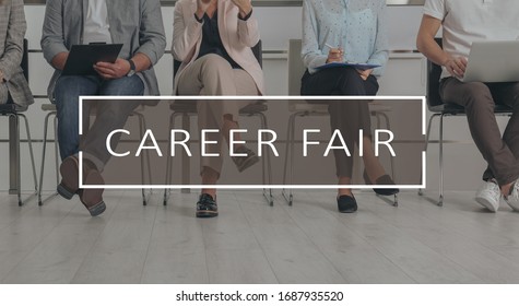 Career Fair. People Waiting For Job Interview, Banner Design