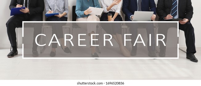 Career Fair. People Waiting For Job Interview, Banner Design