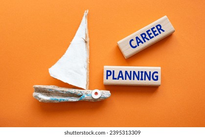 Career Planning symbol. Wooden blocks with words Career Planning. Beautiful orange background with boat. Business and Career Planning concept. Copy space. - Shutterstock ID 2395313309
