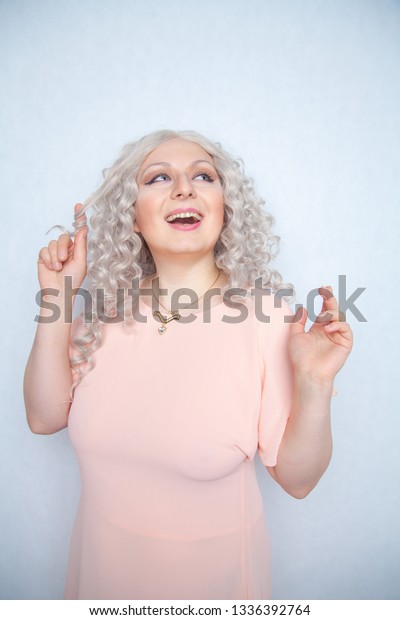 Carefree Girl Pink Dress Twists Her Stock Photo Edit Now 1336392764