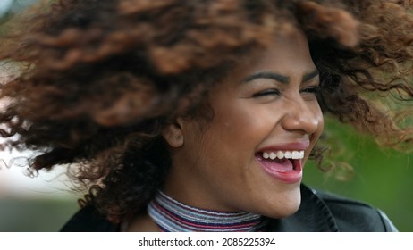 Carefree Latina Black Woman Shaking Hair Stock Photo 2085225394 ...