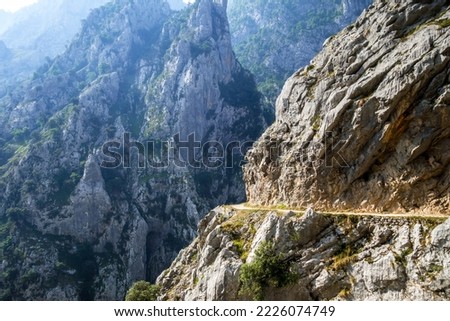 Cares trail - ruta del Cares - in Picos de Europa canyon, Asturias, Spain