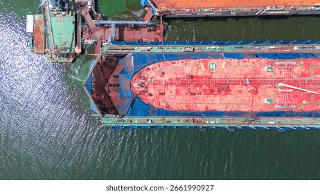 cargo container ship at dry dock concept maintenance service working in the sea. Insurance and Maintenance Cargo Ship concept. Freight Forwarding Service maintenance