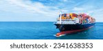 Cargo container Ship, cargo vessel ship carrying container and running for import export concept technology freight shipping sea freight by Express Ship. front view