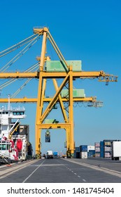 Cargo containers for export and import in maritime terminal,intermodal transport.