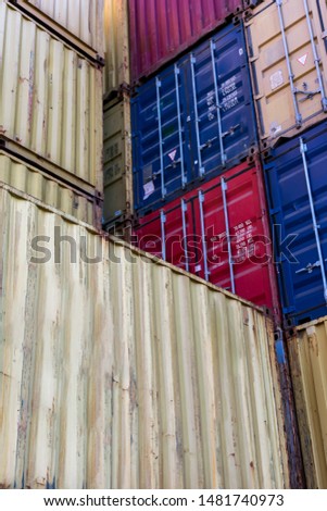 Cargo containers for export and import in maritime terminal,intermodal transport.
