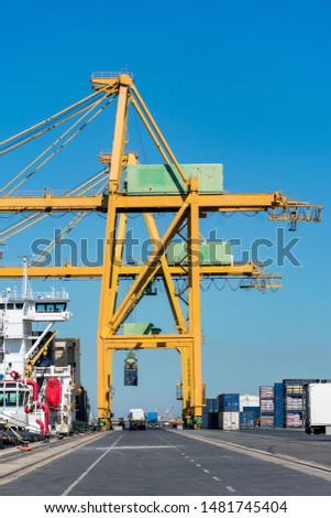 Cargo containers for export and import in maritime terminal,intermodal transport.