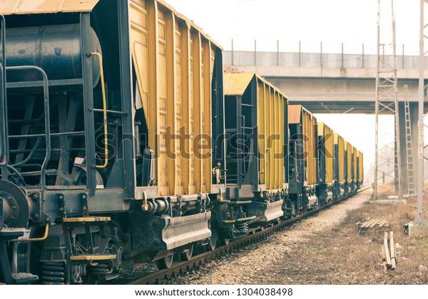 Cargo freight\
train wagons.Train\
composition