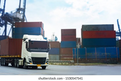 Cargo Red Container Truck Ship Port Stock Photo (Edit Now) 1530547541