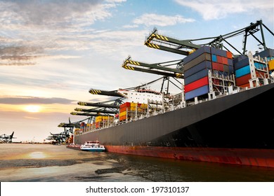 Cargo Sea Port. Sea Cargo Cranes. Seascape.