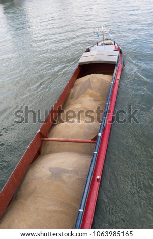 Cargo Ship Bulk Load River Rhine Cologne .