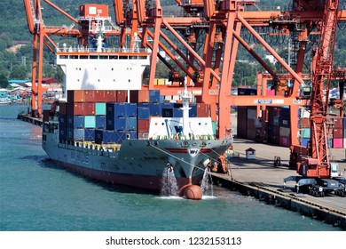  Cargo Ship Are Docked At The Deep Water Port Sihanoukville, Cambodia, November 1, 2018.