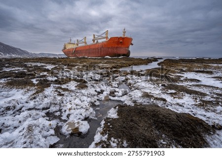 The cargo ship ran aground