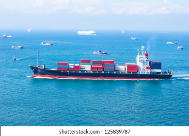 Cargo Ship Sailing On The Sea