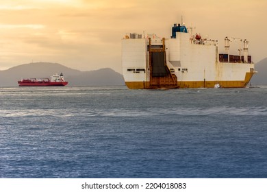 Cargo Ship Sails Through Channel Port Stock Photo 2204018083 | Shutterstock
