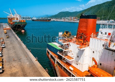 Cargo ship stranded in port
