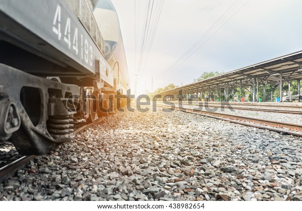Cargo train at the train\
station