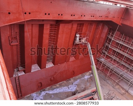 The cargo vessel  operation in dry dock