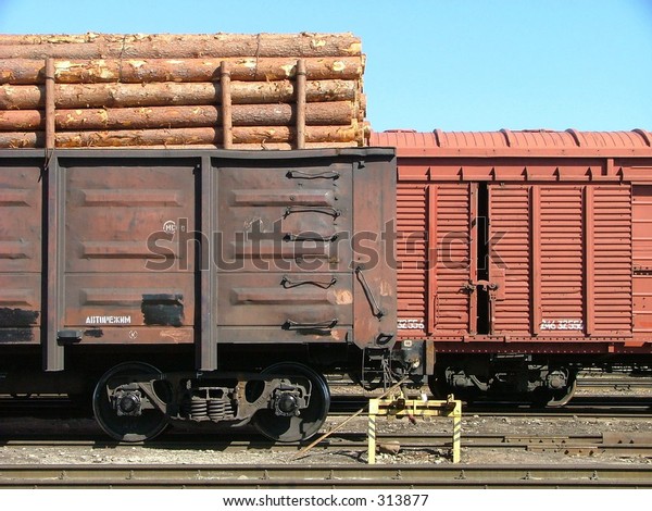cargo wagons in the train
station