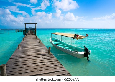 Caribbean beach pier in Costa Maya of Mayan Mexico