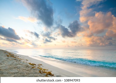Caribbean beach in Playacar of Mexico