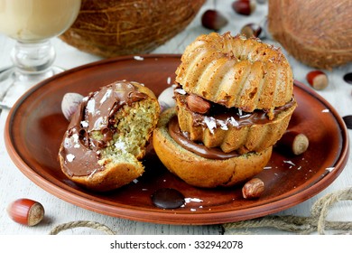 Caribbean Cake - Banana Muffins With Nuts, Coconut And Chocolate