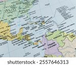 Caribbean, Cuba, Jamaica, an atlas map from a world atlas, published in 1982, suitable to illustrate travel destinations, tourism background, world trade, politics and economy