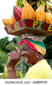 Caribbean Flower Woman In Grenada.