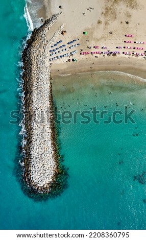 Similar – Image, Stock Photo Aerial Drone View Of Concrete Pier On Turquoise Water At The Black Sea