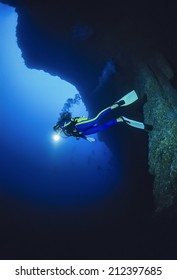 Caribbean Sea, Belize, UW Photo, Deep Dive In The Belize Blue Hole - FILM SCAN