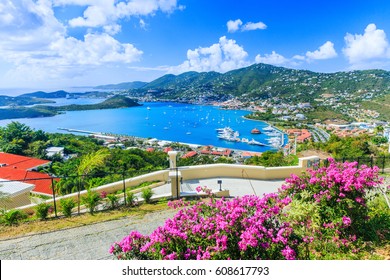 Caribbean, St Thomas US Virgin Islands. Panoramic view. - Shutterstock ID 608617793