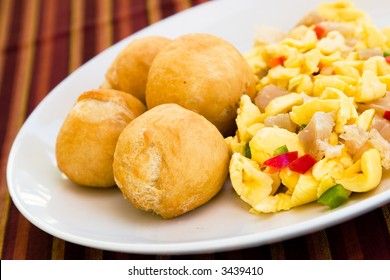 Caribbean style vegetable dumpling (ackee) served with saltfish or codfish.