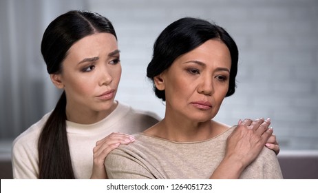 Caring Daughter Worrying About Her Mother, Supporting Ill Family Member, Support