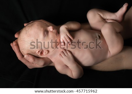 Similar – Baby girl with pompom hat sleeping