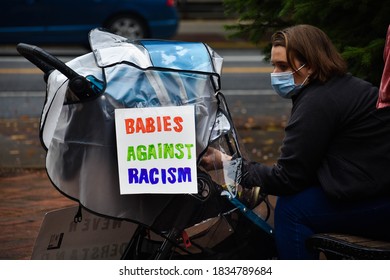 Carlisle, Pennsylvania / United States of America -September 26th 2020: Protesters gathering together to march in solidarity with the Black Lives Matter Movement