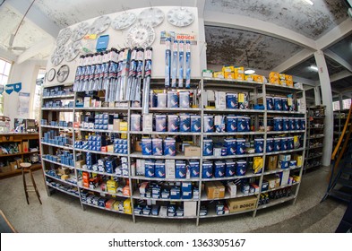 Carlos Barbosa/Rio Grande Do Sul/Brasil - April 08, 2019: Interior Of Auto Parts Store.