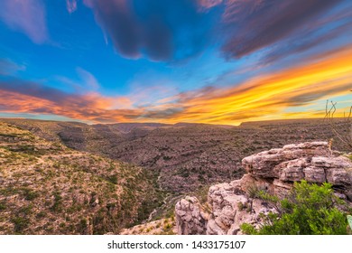 Carlsbad Cavern National Park, New Mexico, USA overlooking Rattlesnake Canyon just after sunset.