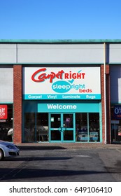 Carmarthen, Wales, UK – January 2, 2017:  Carpetright retail stores just outside the town centre