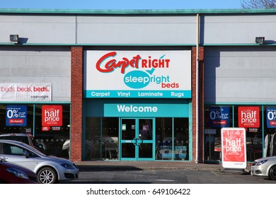 Carmarthen, Wales, UK – January 2, 2017:  Carpetright retail stores just outside the town centre