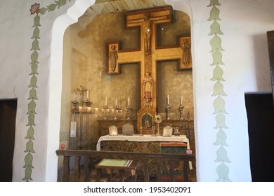 Carmel, California,USA: 4-8-2021: Carmel Mission In Carmel In California. This Is One Of The Original Missions Set Up In California