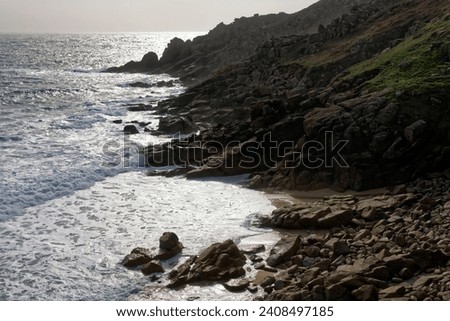 Carn Barges and Vessacks viewed from Porth Chapel, West Penwith, Cornwall, UK