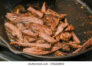 Carne Asada Steak In A Cast Iron Pan