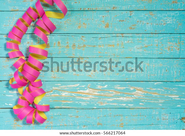 Carnival Card Background Pink Streamers Decoration Stock Photo