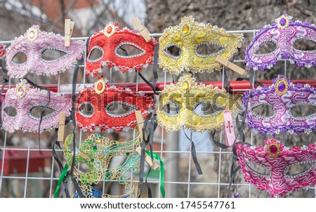carnival masks in a market