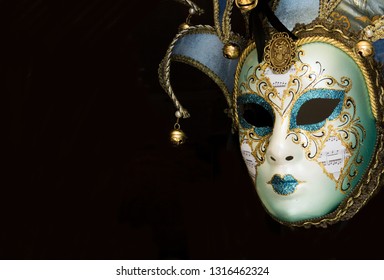 Carnival Venetian Masks On Black Background Stock Photo 1316462885 ...