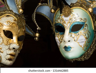 Carnival Venetian Masks On Black Background Stock Photo 1316462885 ...